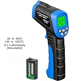 HoldPeak Laser Infrared Thermometer, 981C Non-Contact Laser IR Temperature Gun Instant-read Emissivi