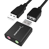 SABRENT アルミニウム製 USB 外付けステレオサウンドアダプター | Windows/Mac対応、プラグ＆プレイ対応、ドライバ不要 [ブラック] (AU-EMCB)