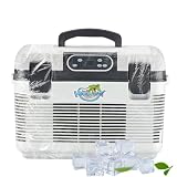 HANSHUMY 冷蔵庫 14L -10℃～65℃ 冷温庫 DC12V・24V 保冷温庫 冷凍庫 電子保冷保温ボックス 車用 カー トラック 大容量 オールシーズン大活躍 車内用 車 車載 ステッカーと栓抜き付き ホワイト