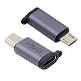 NFHK USB-C USB2.0 Type CメスからマイクロミニUSBオス電源アダプター 480Mbpsデータ チェーンホール付き 2個/ロット