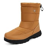 [Putu] スノーブーツ メンズ レディース 防寒シューズ 撥水 超軽量 滑り止め スノーシューズ 裏起毛(ブラウン,25.5cm)