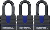 Brinks 462 – 40351 1 – 9 / 16インチ40 mmラミネート加工スチールWeather錠前with 2インチロングシャックル、3 - Pack
