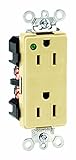 Leviton 16262-PLI 15 Amp, 125 Volt, Decora Plus Duplex Receptacle, Power Indication, Straight Blade,