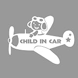 デザイン工房ＳＩＧＮＳ 車ステッカー Child in car 12 綺麗にはがせる 車 ステッカー 飛行機 プロペラ ホワイト (マット）