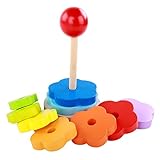 monkeyjack木製レインボーブロックStackingタワーToy Kids開発おもちゃ教育