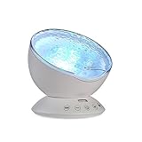 alotm Baby夜ライトプロジェクタ、リモートコントロールOcean Waveプロジェクタミニ音楽プレーヤー内蔵( 12 LED、子供7変更カラフルなライトモードCanの大人のベッドルームリビング