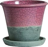 植木鉢 オキナポット０５ 底穴あり 受皿付 ピンク