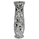 Essential D?cor Entrada Collection Ceramic Vase with Dimensional Texture Accent, 19.7 by 5.5-Inch, G