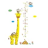 Winhappyhomeキリン動物子供用高さGrowth測定チャートの壁のステッカー子供の部屋保育園の背景リムーバブル装飾デカール