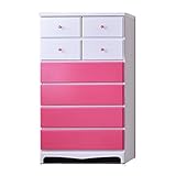 アルファタカバ 子供部屋にぴったりの木製キッズチェスト 75cm幅6段パレットコンビ(ピンク)