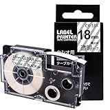 18mm 透明 互換 ネームランド テープ透明 黒文字 カシオ ネームランド テープ 18mm 透明 XR-18X テープカートリッジ CASIO Name Land KL-TF7 KL-P4SE 対応 1個