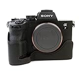 SIUTATDSH カメラケース 銀付牛革 適用 Sony ソニー A7M5 A7R5 ケース ライナーケース カメラホルダー、耐震・耐衝撃・便携·三脚設置でき、電池交換でき (ブラック)