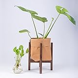 ノルディック4足掛けフラワーラックバルコニー床ポット木製リビングルーム屋内フラワースタンド (Color : Brown, Size : M)
