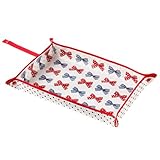 わくわくお食事タイムのベビーランチョンマット・トレイ　ポルカドットとストライプのフレンチリボン（アイボリー）　B0503200　日本製