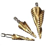 【ノーブランド品】4-12 / 4~20 / 4~32 mm チタンステップドリル ビットスパイラルメートル法のサイズ 3個入り