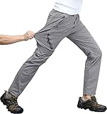 [TACVASEN] メンズ ストレッチパンツ トレッキング 登山 夏 アウトドア ゴルフぱんつ 服 レインウェア 釣り 防水 キャンプ 春 秋 ライトグレー 3XL