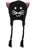 大人用動物帽子 - コアラ - ニットのビーニー帽 耳覆いとフリースの裏地付き, X-Large, ブラック 88-KA-001-BC 