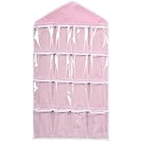 hongxander 16pocketsクリアHangingバッグソックスブラ下着ラックハンガーストレージオーガナイザー ピンク
