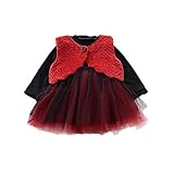 ベビー服 女の子ワンピース 子供服 Pojour 可愛いチュールスカート ベスト付き スカート 長袖ドレス オシャレ 秋 綿 通園 発表会 旅行 記念日 プレゼント 赤