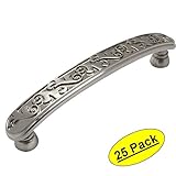 Cosmas 4298snサテンニッケル花柄キャビネットハードウェアハンドルプル – 3 – 3 / 4 "インチ( 96 mm )穴中心 – 25パック
