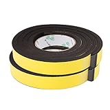 uxcell スポンジテープ 粘着テープ 耐衝撃性 2.5x 1cm 長さ2m 片面スポンジテープ ブラック イエロー 2個入り