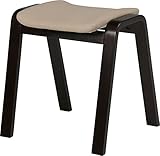 不二貿易 曲木スツール ハイ 高さ45cm スタッキング可能 ダークブラウン アイボリー 69421