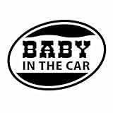 【赤ちゃんがいます Baby in the car Ver.09 ウエスタン調 カッティングステッカー 3枚組 幅約14cm×高約10cm】黒（ブラック）