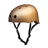 Lucaso スポーツ ヘルメット スクラブ 子供用 / 大人用 スケボー ジュニアヘルメット 自転車 キッズ こども用 ローラーブレード ブレイブボード 子供乗せ自転車 (ゴールド, M)