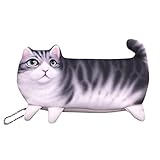 人気　かわいい　3D猫　002　三用機能　ペンケース　ウォレット　化粧用バッグ　軽量　財布/バッグ　ペン、鉛筆、消しゴム、小銭、硬貨、鍵などに適用 (3D猫　002, 写真のように)