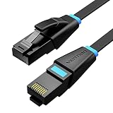 VENTION LANケーブル Cat6 1.5m フラット 薄型 RJ45 1000Mbps ギガビット対応 イーサネットケーブル 超薄型1.6mm 無酸素銅 ツイストペア 金メッキ端子 有線LAN カテゴリー6 ネットワークケーブル ブラック