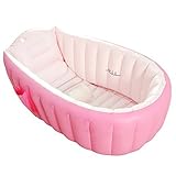L&FY Inflatable Baby bathtub Plastic Mini Air Swimming Pool Kids Thick Foldable Shower Basin (Pink) 
