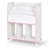 タンスのゲン BabyDays(ベビーデイズ) 絵本ラック 3段 キャスター付き ホワイト×ピンク 33600001 02