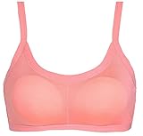 Plus Nao(プラスナオ) スポーツブラ ノンワイヤー 見せブラ ブラジャー 単品 パット付き レディース シンプル 無地 下着 インナー - オレンジ
