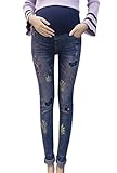 Ziweiba マタニティ デニム レギンス パンツ 9分丈 ストレッチ ウエストゴム調整 妊婦 ジーンズ ジーパン (M)