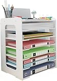 【Tirczil】 組み立て式 環境保護複合材 A3 サイズ 大容量 卓上収納 横型 書類トレー レターケース 書類ケース 4 段 / 7 段M6