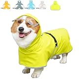 JOYFUSION 犬 レインコート 犬用傘 防水 着せやすい こーひ 完全防水 速乾ショール 梅雨対策 透明フード付きケープ 着脱簡単 防雪 透湿 軽量 マジックテープ サイズ調整可能 小型犬 中型犬用 大型犬 防塵 梅雨対策 耐久性あり(イエロー（反射） XL（5-7.5KG）)