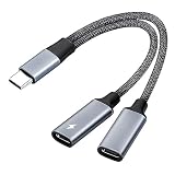 ALLVD【2in1】 タイプCイヤホン変換ケーブル Type-CイヤホンジャックUSB C PD急速充電アダプタ 音声通話/音量調節/音楽イヤホン 二股 高耐久 ナイロン編み 接続ケーブル 対応（ 3.5mmイヤホンジャックがないのType-Cポートのデバイスに） 対応 i-Pad Air 2020 /Google pixel5/4/3/3a/Galaxy S20 Type-Cポートのデバイスに