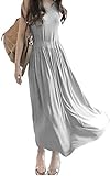 （ハナハナ) HANAHAN 綿 細見せ 体型カバー 柔らか ロング マキシワンピース 夏 マタニティ ゆったり 楽ちん レディース 海 i030 (ライトグレー)