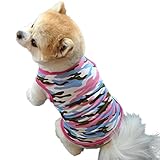 ペット服 かわいい 夏 犬の服 猫の服 子犬 小型犬 迷彩 ベスト シャツ 洋服 通気 ドッグウェア オシャレ お出掛け (S, ピンク)