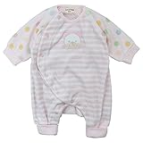 LoveLoveKids(ラブラブキッズ) ベロアボーダー+ベロア水玉Ptモンキーオール 60cm /ピンク NO.KK-31-3220