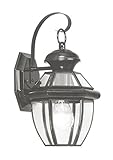 Livex Lighting 2051-04 Monterey 1 Light Outdoor Black Finish Solid Brass Wall Lantern with Clear Bev