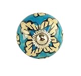 Ornate blue floral Ceramic knobs for cabinets & cupboards - hand painted pulls