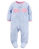 カーターズ ロンパース carter's 女の子用青紫ドットLittle SISTERフリース足つきカバーオール (6months(61-67cm)) [並行輸入品]