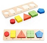 VolksRose? Wooden Baby Shape & Color Recognition Colorful Geometric Board Stack & Sort Puzzle Toy #1