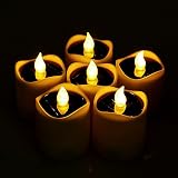 Flameless Candle Sunsbellちらつきキャンドル6pcsリアルワックスピラーLEDソーラーキャンドルライト暖かいホワイト