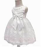 CHD 子供ドレス　ベビードレス ベビーデイジー セレモニードレス 結婚式 フォーマルドレス 子供服 女の子ノースリーブ 赤ちゃん お宮参り 刺繍　出産祝い プリンセスドレス　撮影ドレス (3, ホワ