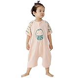 Vine スリーパー パジャマ 寝袋 半袖 ベビー キッズ 100％綿 通気 子供 赤ちゃん ギフト 出産祝い (XL, 鳥柄 ピンク)