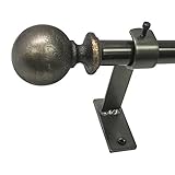 Beme International北分岐3 / 4インチ素朴なボールTelescoping Draperyロッドセット、18を36インチ、アンティーク真鍮