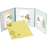 お宮参り 写真台紙　3面　6切3枚　まり　黄色 ロゴ「Anniversary」 ゴールド箔 中枠白色　六切り 三面 アルバム　出産祝い ベビー 百日祝い 記念日 誕生日 フォトアルバム　クラウンハート