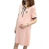 FYX 春 夏 マタニティ T シャツ ワンピース 外出着 妊婦服 マタニティ マキシワンピース (L)